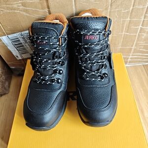 New Black Steel Toe Hiking Boots for unisex in size 5